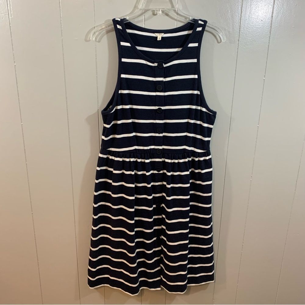 J. Crew Navy Blue Vintage 90s Nautical Button Down Sleeveless Tank Dress M